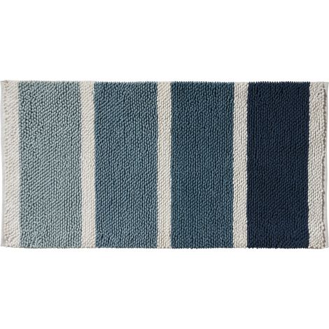 Tapis de bain déco à rayures en polycoton 60x120cm