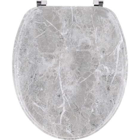 Sedile per wc in legno sagomato da 18 pollici con fissaggi in acciaio inox - aspetto marmo - Tendance
