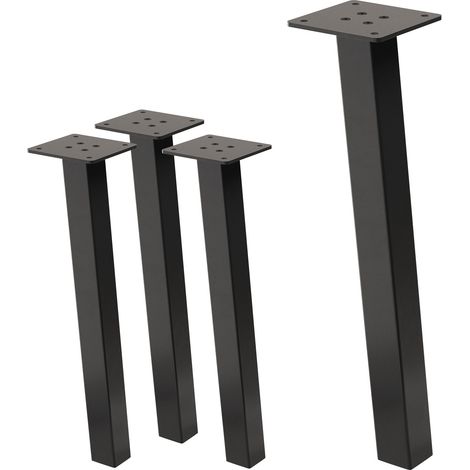 ML-Design 4er Set Tischbeine schräg 42 cm, Dunkelgrau Optik Industrial, aus pulverbeschichtetem Stahl, Profil 4x4cm, I-Form, Möbelfüße Metall 96° Neigung, Tischfüße Möbelbeine für Couchtisch, Sitzbank