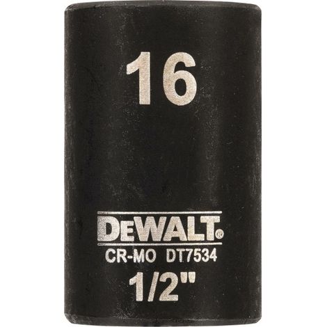 Clé à douille DEWALT courte 16mm 1/2 résistante aux chocs (1/2)