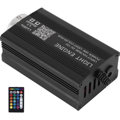 Plafonnier ciel étoilé RGBW 16W contrôlé par application Bluetooth, fibre optique RGBW sept couleurs 0,75 mm x 2 m, avec télécommande, pour plafonds, toits de voiture, KTV, bars et éclairages décorati (1/5)