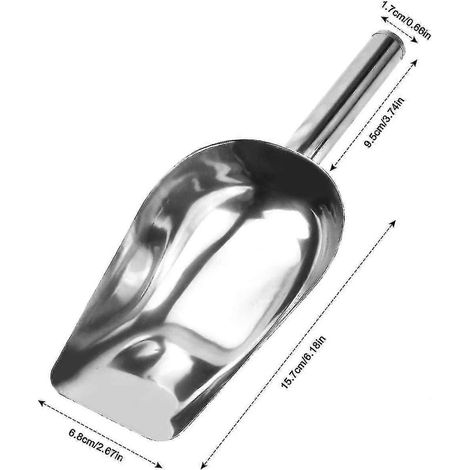 Pelle à glace en acier inoxydable, cuillère alimentaire, cuillère à sucre, forme trapézoïdale, cuillère polyvalente, étanche (1/5)
