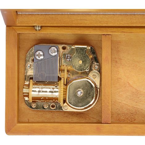 Boîte à musique décorative en bois avec miroir, coffret à bijoux et miroir, cadeau. Couleur bois d'origine. Morceau : « For Love Story ». (1/5)
