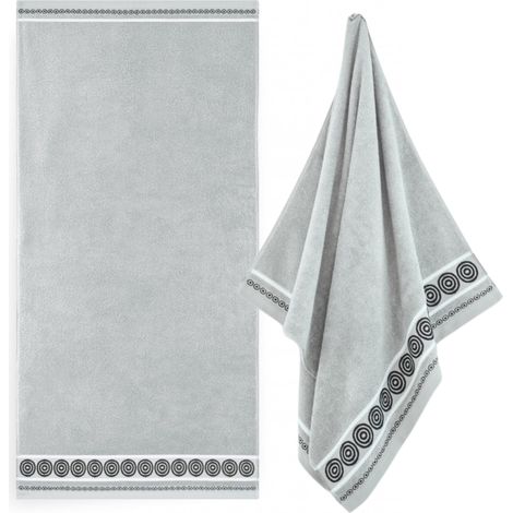 Zwoltex RONDO2 Asciugamano da bagno grande ricamato, assorbente, grigio, 450 g, 70x140 cm (1/3)