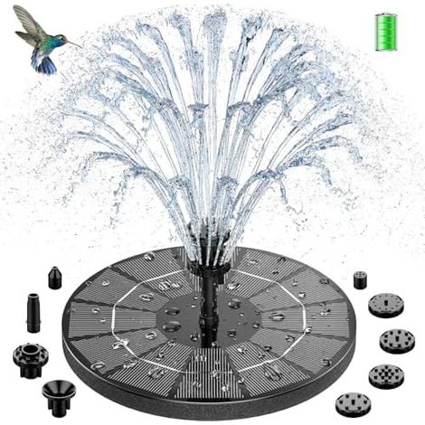 Solarbrunnen 3.5W Akku 10 Fontänen Garten Vogelbad Teich Pumpe (1/5)