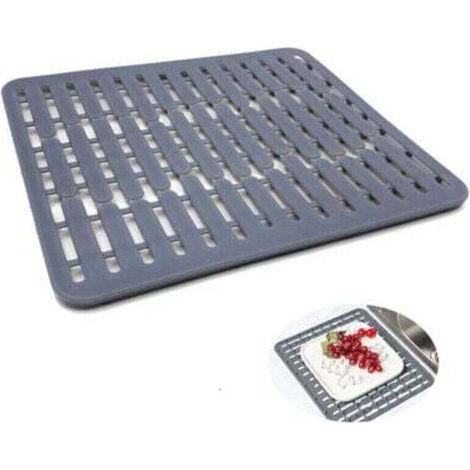 32,5 x 28,7 x 1,1 cm, Gris - Tapis ou protège-évier en silicone - Petit modèle