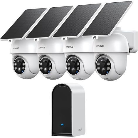 2K Camera Surveillance WiFi Exterieure sans Fil Solaire, Kit 4 Cam Sans Abonnement, 360° PTZ, Suivi Automatique, Stockage Local 32 Go, Vision Nocturne en Couleur, Alarme Son Lumière (1/5)