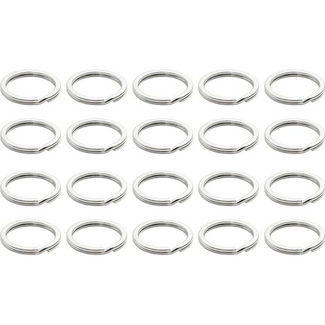 Anneaux porte-clés en acier inoxydable - Lot de 20 anneaux brisés ronds - Anneaux porte-clés en métal (1/5)