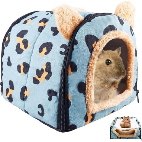Lit pour Cochon d'Inde, Niche douillette avec Coussin Amovible, Lit pour Lapin, Niche douillette pour Cochon d'Inde, Cages, Niches & Lits pour Petits Animaux Chinchilla Lapin