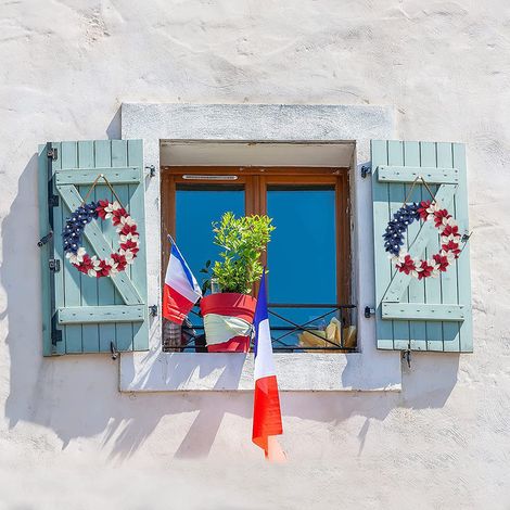 Couronne de la fête de l'Indépendance pour porte d'entrée, drapeau américain, guirlande patriotique, décoration murale pour la maison ou le bureau, décoration de Noël (1/5)