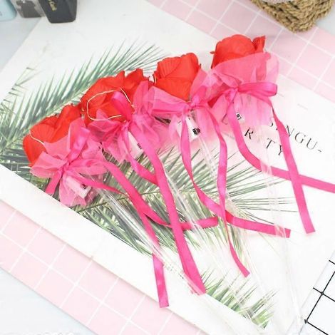 bouquet de roses artificielles lumineuses simulées, idéal pour la Saint-Valentin, un anniversaire ou toute autre occasion. Fleurs LED pour la maison ou un cadeau d'anniversaire.rouge (1/5)