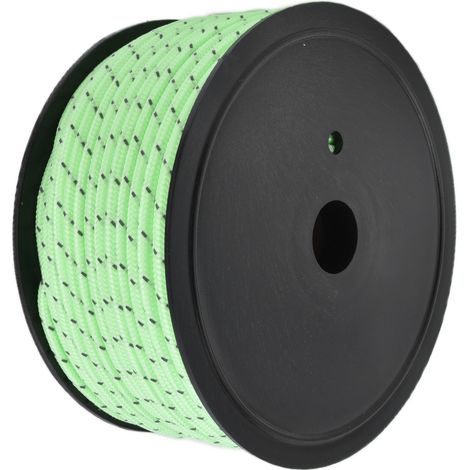 Corde en nylon réfléchissante de 50 m et 5 mm d'épaisseur, fluorescente, pour étendre le linge lors de vos activités de camping en plein air. (1/5)