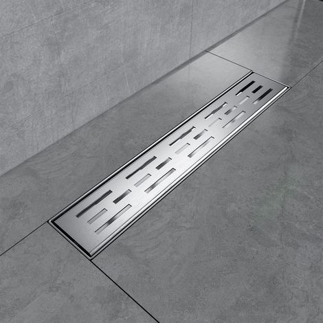 Caniveau de douche plat en acier inoxydable - 40 cm - Siphon avec système anti-odeurs/filtre à cheveux - Design de rangée latérale - Pour salle de bain (1/5)
