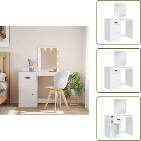 Tocador blanco - vidaXL Tocador con luces LED blanco 90x42x132,5 cm - Tocador con espejo LED