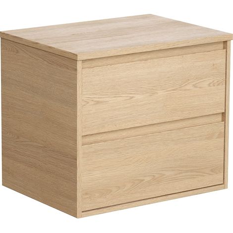 Meuble sous vasque suspendu avec planche - Placage chêne - 60 cm - MILIPAM (1/4)