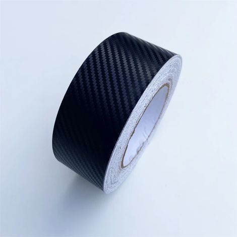 Film vinyle imitation fibre de carbone 3D mat (3 x 300 cm) - Noir brillant mat - Film de covering pour intérieur de voiture - Convient pour les autocollants de montants et de montants. (1/4)