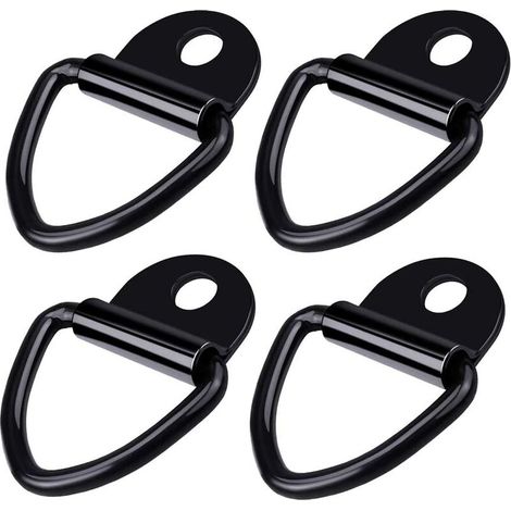 4 anillos de amarre de acero inoxidable resistentes para remolques, camiones, barcos y almacenamiento de cuerdas, color negro. (1/5)
