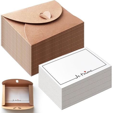 Mini buste in carta kraft con cartoncino bianco – Confezione da 25 (10,6 x 7,6 cm), ideali per matrimoni, Natale, biglietti di ringraziamento e feste.