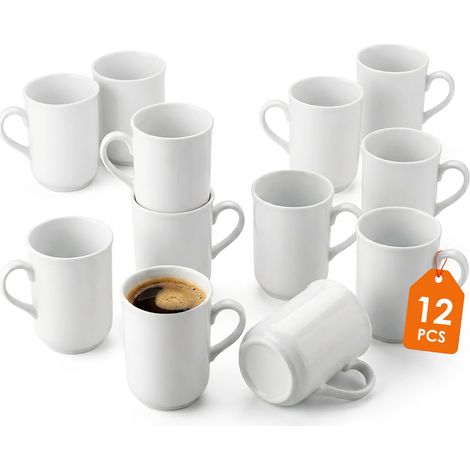 Porzellan Kaffeetasse weiß mit Henkel 200 ml gerade - 12er Set