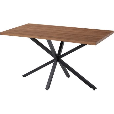 Wokaka Tavolo da pranzo rettangolare - piedi in metallo nero - effetto legno chiaro - L140cm - per 4-6 persone
