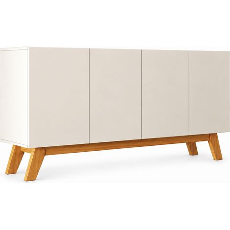 Aparador de salon 4 puertas Aparador de cocina Mueble de salon Recibidor Blanco mate 160x79x40cm Modelo Siena (1/4)