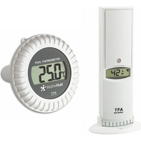 TFA Dostmann Termo-igrometro, trasmettitore con Pool trasmettitore per Weatherhub SmartHome System e Clima della sorveglianza Domestica con Smartphone, Bianco, 110 x 115 x 135 cm, 30.3310.02 (1/4)