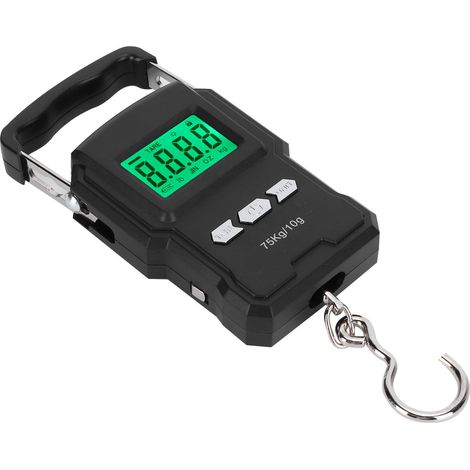 Tragbare digitale Waage 75 kg, elektronischer Wiegehaken mit Digitalanzeige und Maßband (1/5)