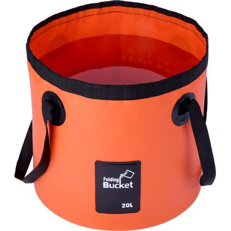 SABIR Seau Pliant 20L - Portable Seau Pliable Transporteur d'eau Bac De Lavage pour Camping Randonnée Pêche Voyage Orange (1/5)