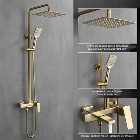 Ensemble de douche 3 jets or brossé modèle sur mesure 78 × 37,2 × 15 cm 4,5 kg – Livraison gratuite