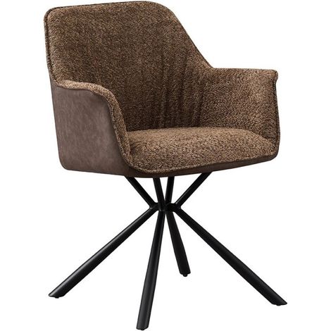 Silla 'LUCIA' Bouclé Arena Respaldo PU Marrón, dimensiones H82.5 x L62 x P63, ideal para tu cocina o comedor.