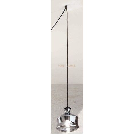 SOSPENSIONE PIN SOLO VETRO/B FUME' CAVO NERO  D.18,5CM H.19CM ATTACCO E14