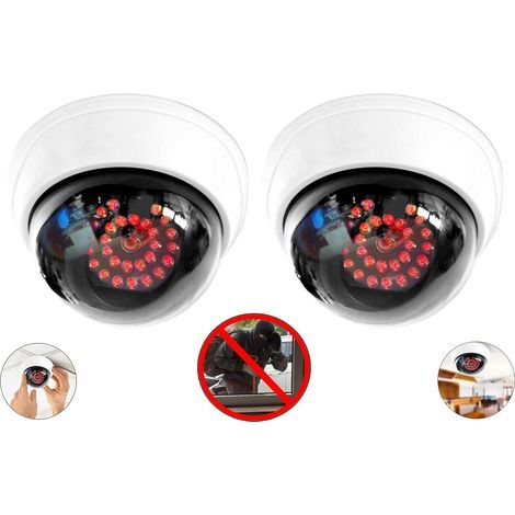 Lot de 2 caméras factices avec 25 LED infrarouges en acier avec objectif factice pour l'intérieur et l'extérieur (1/5)