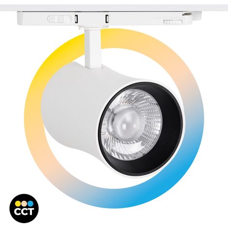 Spot LED architectural pour rail triphasé - CCT - 40W - CRI 90 - - Blanc (1/5)