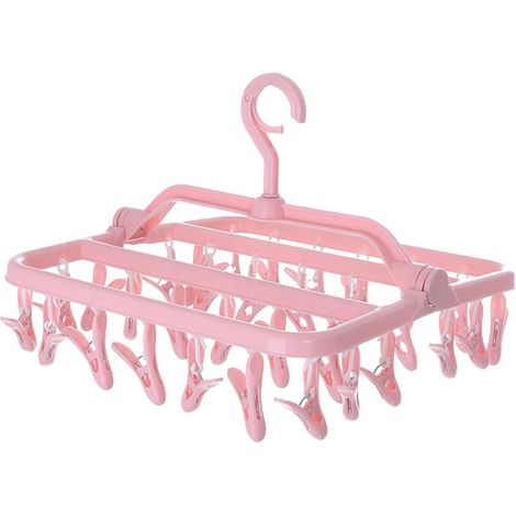 Etendoir Chaussette, Etendoir Linge avec 32 Pinces, Sechoir a Linge Pliant Suspendu, Etendoir Linge Interieur Extérieur, pour Chaussettes, sous-Vêtements et Petits Vêtements (1/5)
