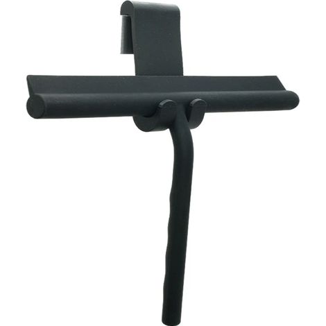 Estropajo de silicona para limpiar la ducha, el baño, el espejo, el cristal y los azulejos (negro mediano, 28 cm). (1/5)