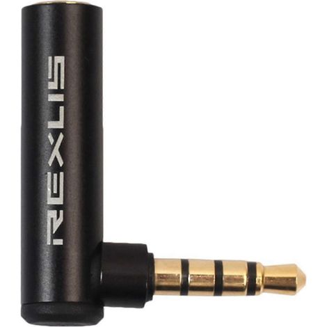 Adaptateur REXLIS 3,5 mm mâle vers femelle coudé à 90° (1 pièce) pour microphone audio stéréo (1/4)