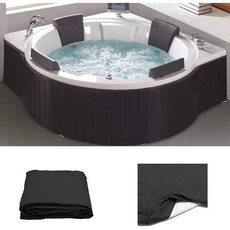 Couverture ronde pour spa, piscine, housse anti-poussière, housse de baignoire avec cordon de serrage en tissu Oxford marron pour piscine extérieure (1/5)