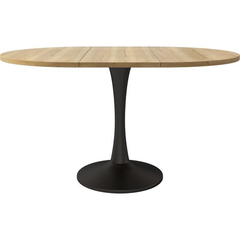 Mesa de comedor extensible ovalada MDF color roble 140 x 100 x 75 cm (1/5)
