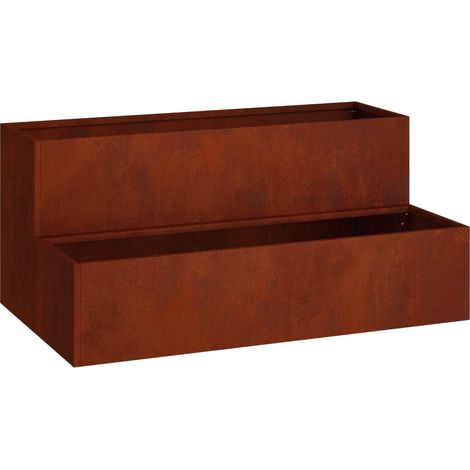 Jardinière Cache-pot de jardin Rouillé 100 x 60 x 45 cm Acier patiné (1/5)