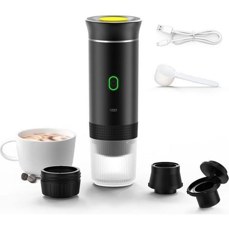 (noir)3PCS de Cafetières Portable Machine à Café Cafetière Expresso Chauffage Compatible avec Les Capsules Café Moulu pour Voiture Camion (1/5)