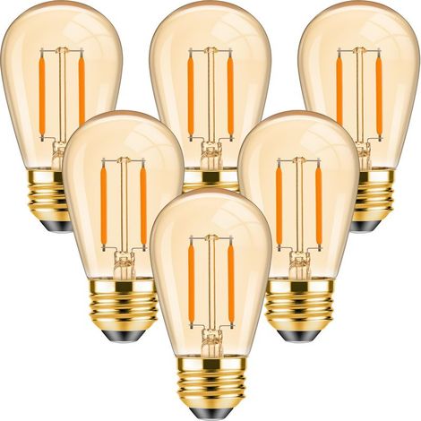 Ampoule LED ST45 Vintage Edison Filament E27 1W Équivalent 10 W Ampoules à Incandescence, Super Blanc Chaud 2200K, Doré en Verre Lampe Décorative, Non Variable, Ambre, Lot de 6 [Classe énergétique G] (1/5)