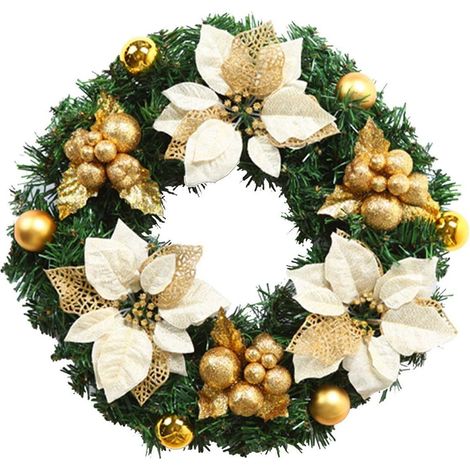 Guirlande De Noël Artificielle - 30 Cm - Branches De Sapin Réalistes Avec Ornaments Brillants - Pour Porte D Entrée Mur Fenêtre - 1 Pièce (1/5)