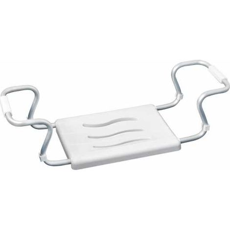 WENKO Sgabello per vasca da bagno Secura, sedile flessibile con ganci per i bordi della vasca, larghezza regolabile, colore bianco (1/5)