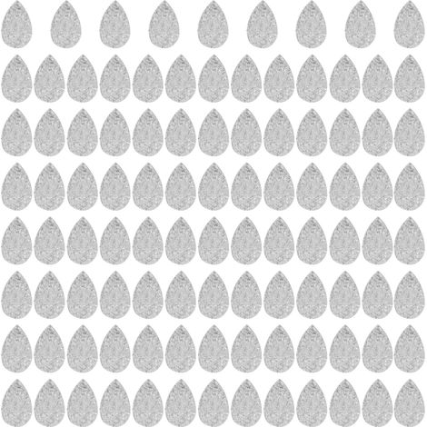 100Pcs Earring Pendant Perforated Drop Shape PU Leather Sequin Ornament Decoration SuppliesSilver (1/5)