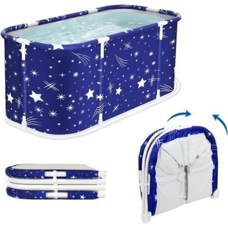 Baignoire pliable pour adulte. grande baignoire portable. baignoire pliable autoportante avec cadre en plastique. baignoire familiale pour spa et bain de glace (Bleu étoilé) (1/5)