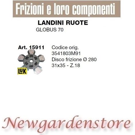 Disco frizione trattore 280mm 31x35 Z18 15911 LANDINI RUOTE GLOBUS 70 Luk 354180