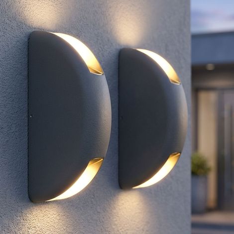 2x LED Wandleuchte Außen Wandleuchte Balkonleuchte Up & Down Grau Alu H 20 cm (1/5)