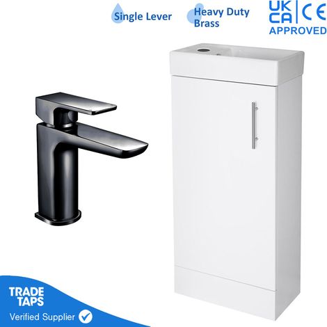 400mm Freestanding Bathroom Vanity Unit with Basin & Black Tap (1/5)