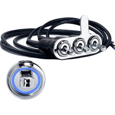 Interruptor para motocicleta, acero inoxidable, iluminación LED, 3 en 1 (1/2)