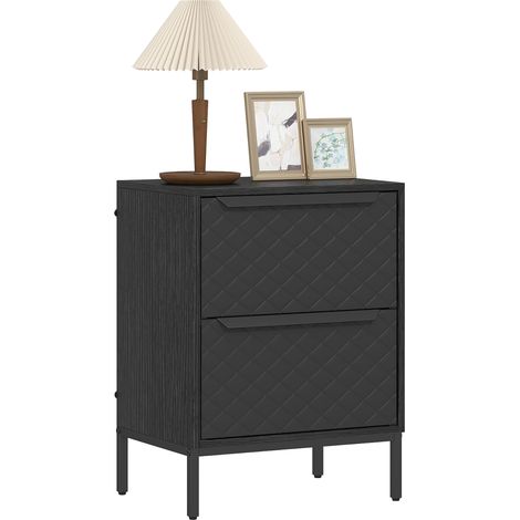 HOMCOM Chest of Drawers, 2 Fabric Drawer Dresser, Aluminium Handles, Black